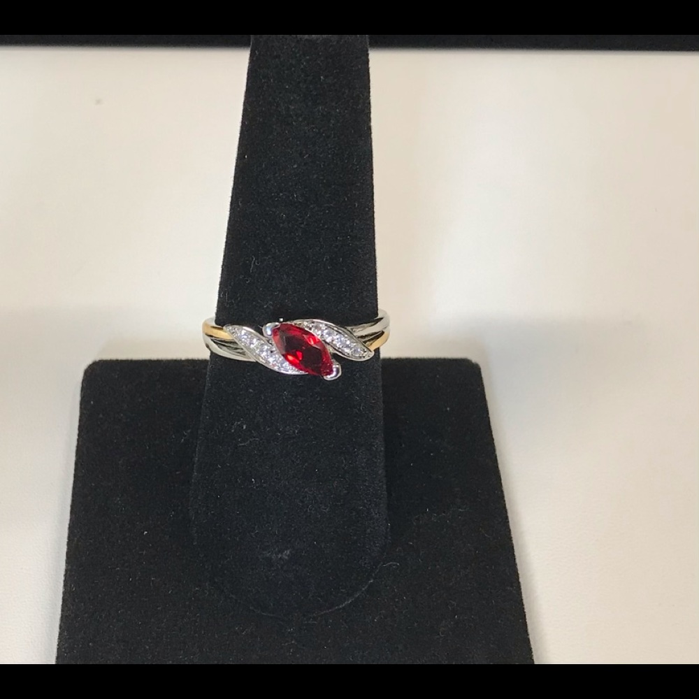 925 Silver Marquise Ruby 2 Tone Ring 8